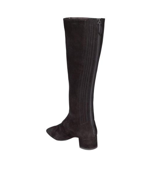 Aquazzura Black Square-Toe Knee High Boots