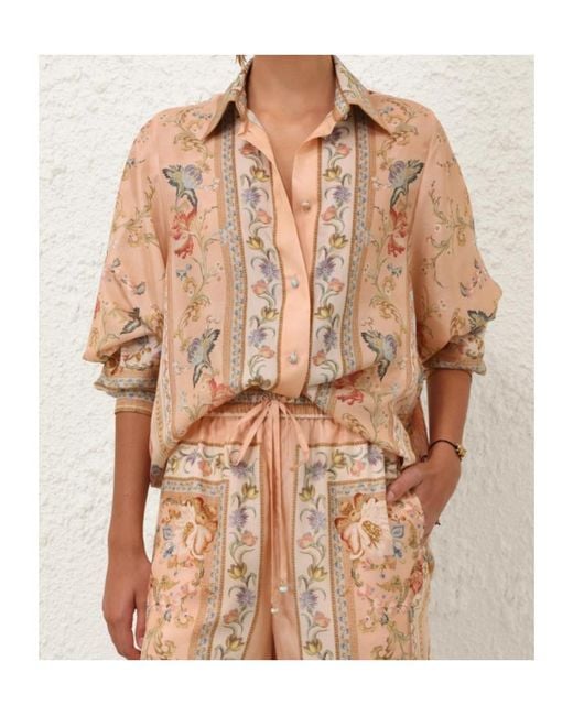 Zimmermann Brown Roselight Relaxed Print Top