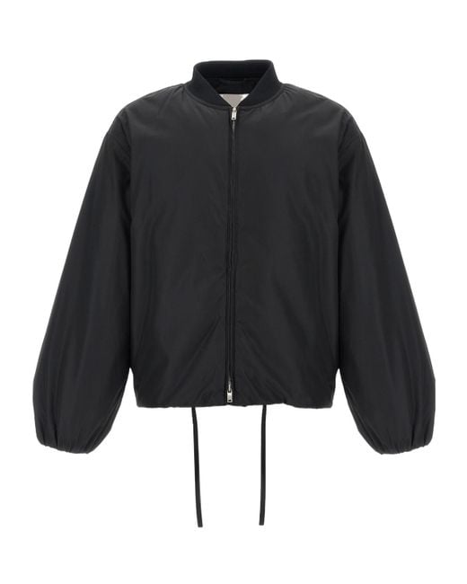 Jil Sander Black Zip-Up Drawstring-Hem Bomber Jacket for men