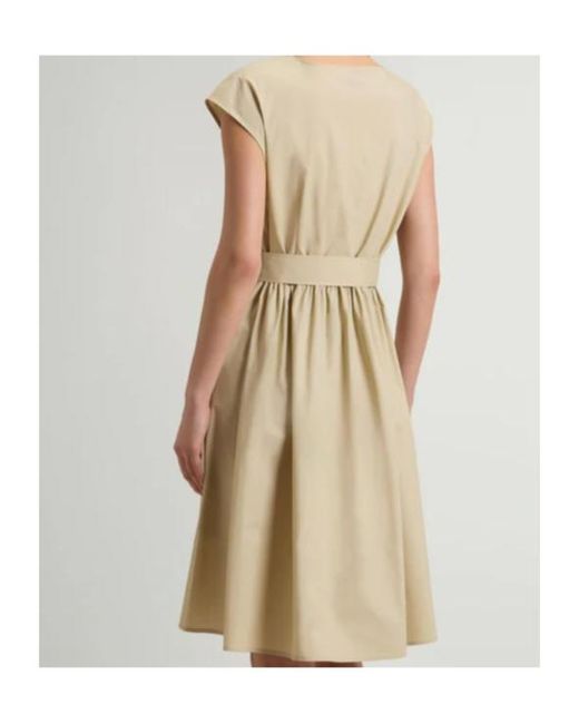 Woolrich Natural Mini Belted Sleeveless Dress