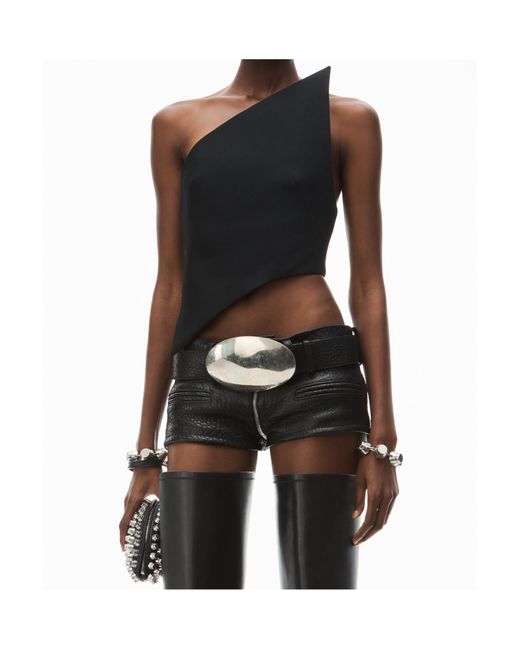 Alexander Wang Black Asymmetric One-Shoulder Top