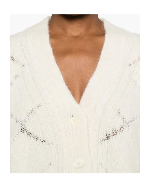 Ermanno Scervino White Button-Front Cable-Knit Cardigan