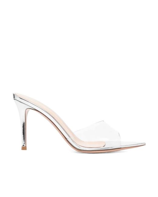 Gianvito Rossi White Elle Metal-Sensitive Pointed High-Heeled Sandals