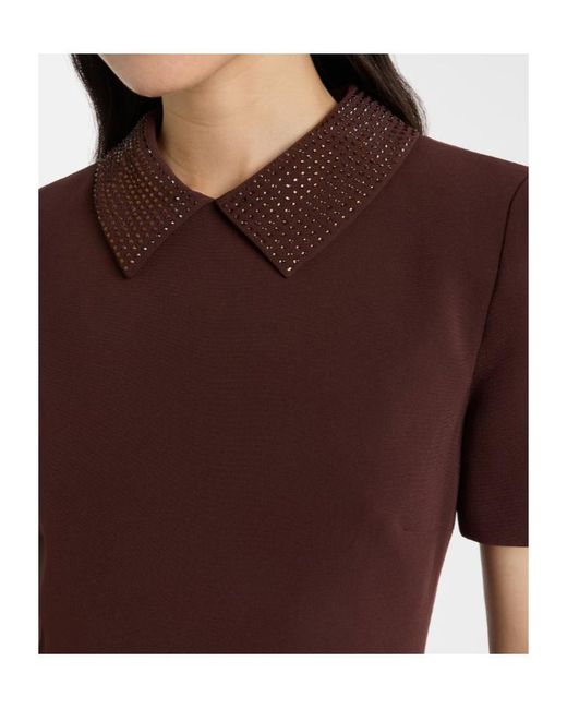 Roland Mouret Brown Embellished Cady Midi Dress