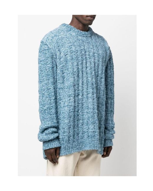 Maison Margiela Blue Ribbed-Knit Crew-Neck Jumper for men