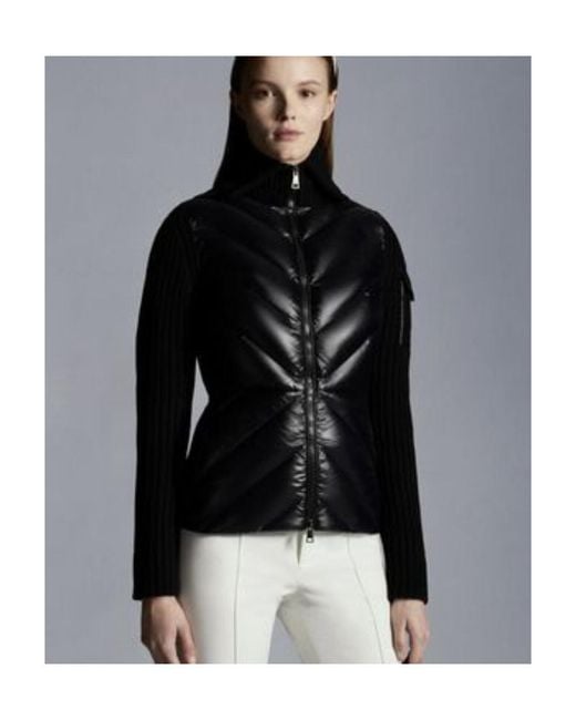 Moncler Black Quilted Zip-Up Cardigan