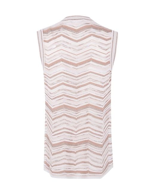 D.exterior Multicolor Chevron Long Knitted Top