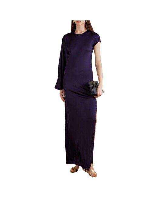 Galvan Purple Roman Asymmetric Jersey Gown