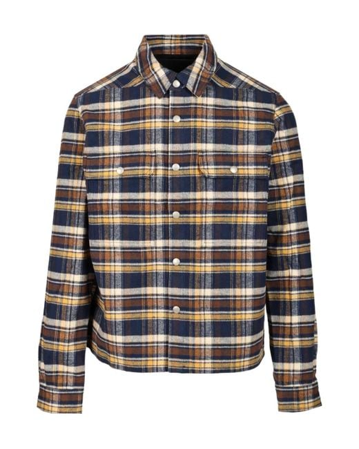 Rick Owens Blue Cropped Plaid Outershirt for men