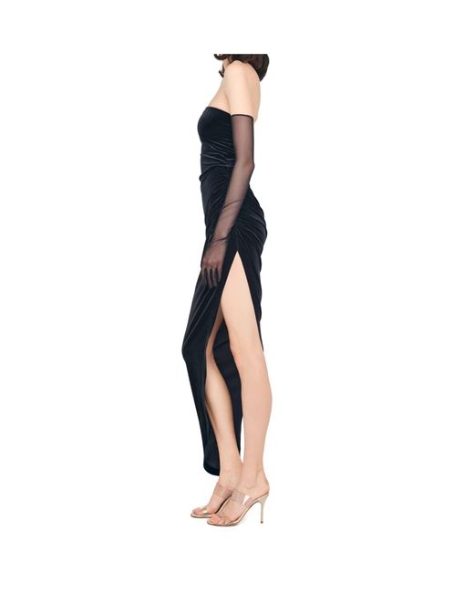 Norma Kamali Black Strapless Velvet Midi Dress