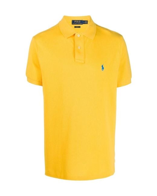 Polo Ralph Lauren Yellow Logo Embroidered Short-Sleeved Polo Shirt for men