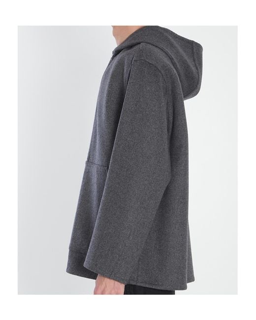Bottega Veneta Gray Hooded Wool Jacket for men