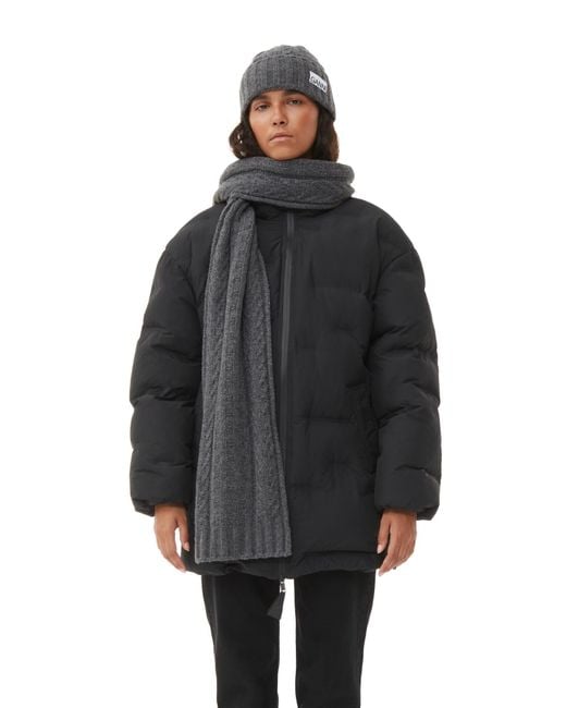 Ganni Black Cable Scarf