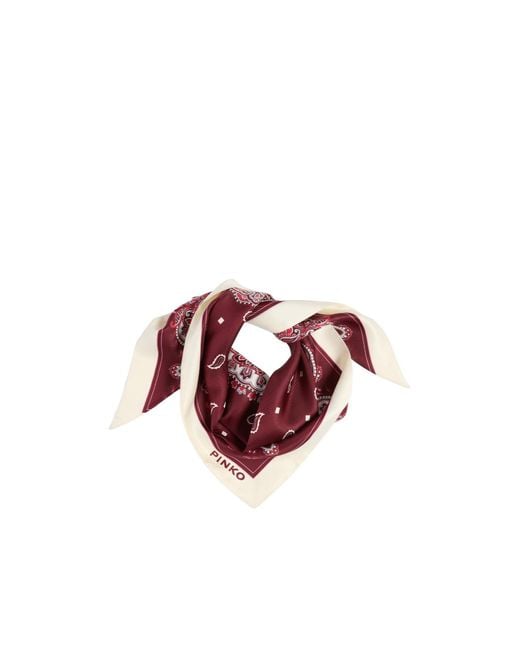 Pinko Red Floral Paisley Print Triangular Scarf