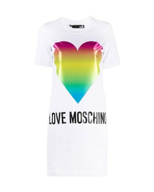 Moschino White T-Shirt Dress With Round Neck