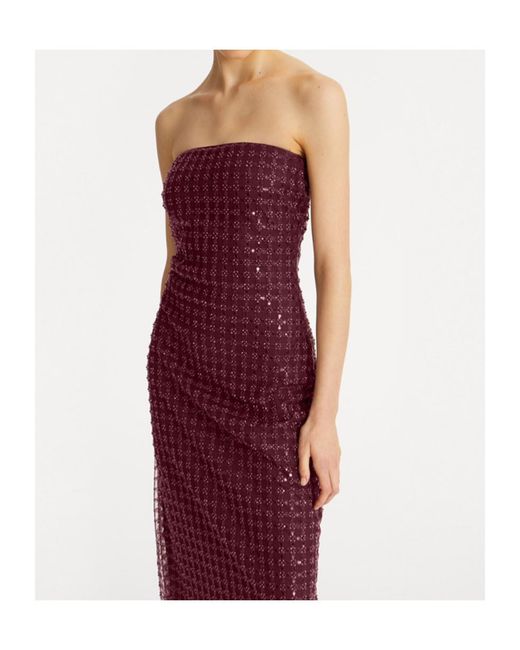 ROTATE BIRGER CHRISTENSEN Purple Beaded Tube Top Dress