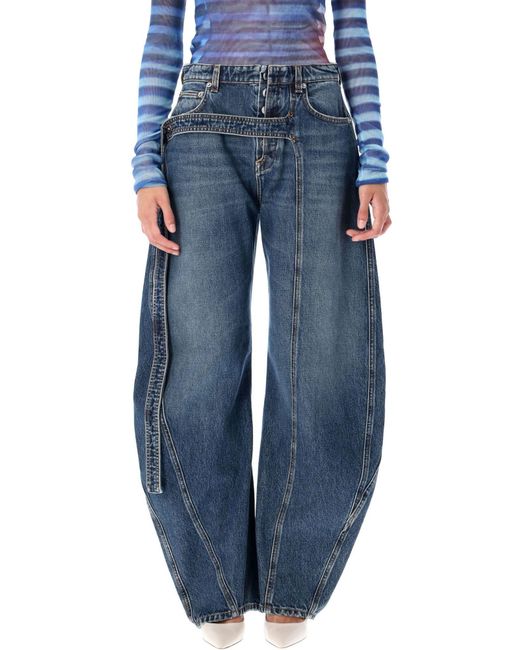 Jean Paul Gaultier Blue Low Waist Belted Denim Baloon