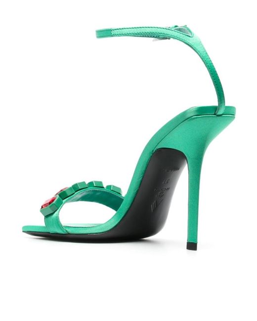 The Attico Green Logo High-Heeled Sandals