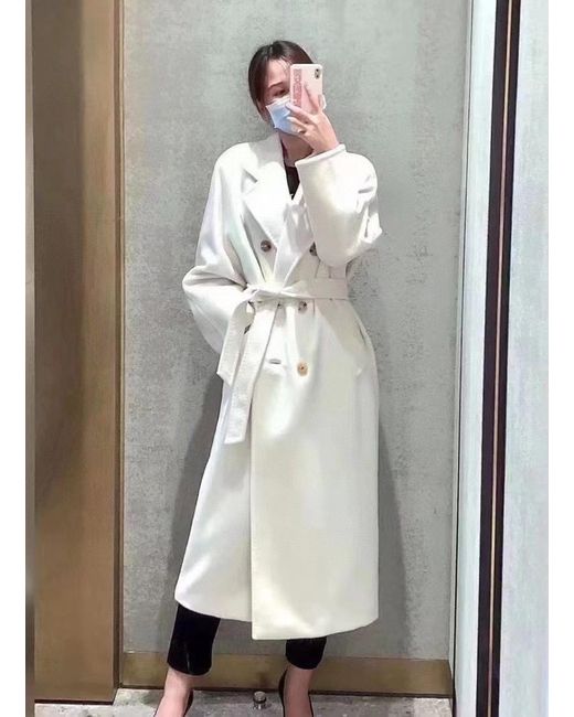 Max Mara White Madame Double-Breasted Coat