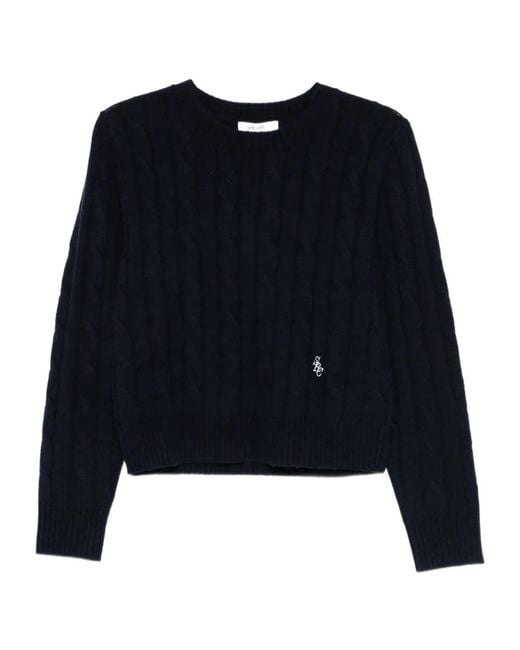 Sporty & Rich Blue Cable-Knit Sweate