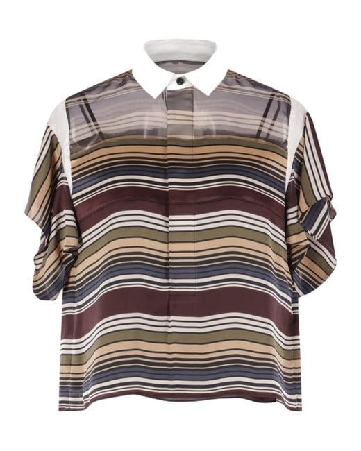 Sacai Multicolor Striped Contrast-Collar Top
