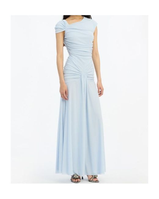 ROTATE BIRGER CHRISTENSEN Blue Ruffled Maxi Dress