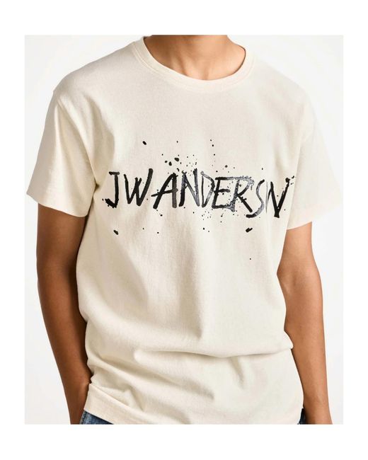 J.W. Anderson White Jw Anderson Logo Printed Crewneck T-Shirt for men