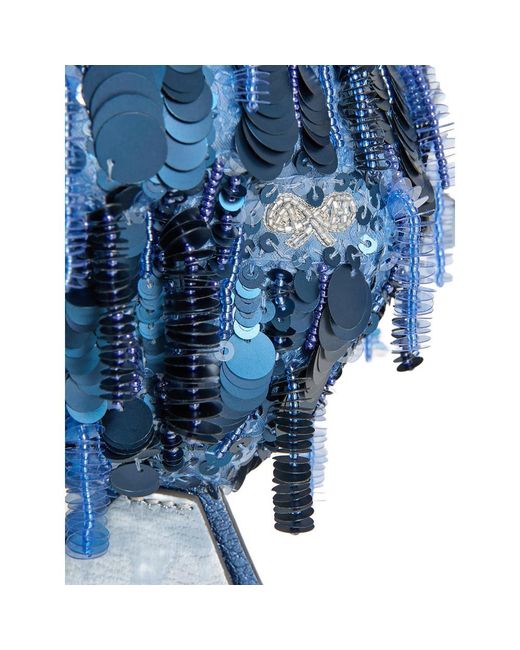 Anya Hindmarch Blue Sequin-Embellished Shoulder Bag