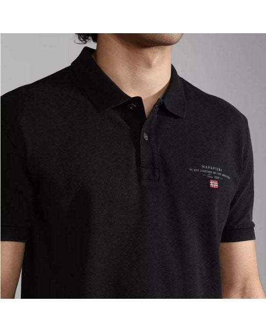 Napapijri Black Short-Sleeved Polo Shirt for men
