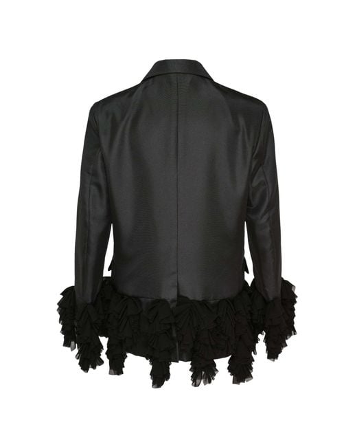 Comme des Garçons Black Single-Breasted Ruffle-Detail Jacket