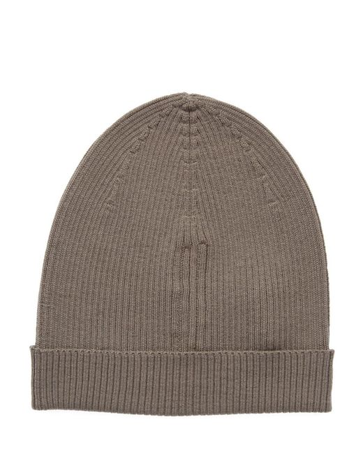 Rick Owens Brown Temple Ribbed Wool Knit Hat for men