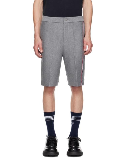 Thom Browne Black Rwb-Stripe Cotton Shorts for men