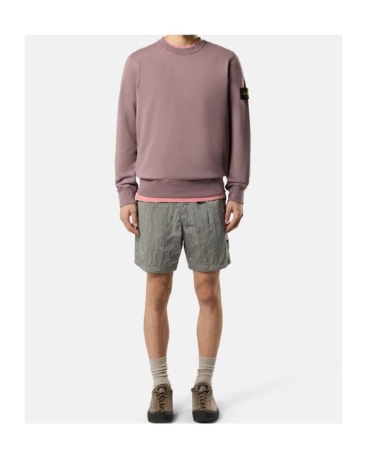 Stone Island Gray Logo Patch Bermuda Shorts for men