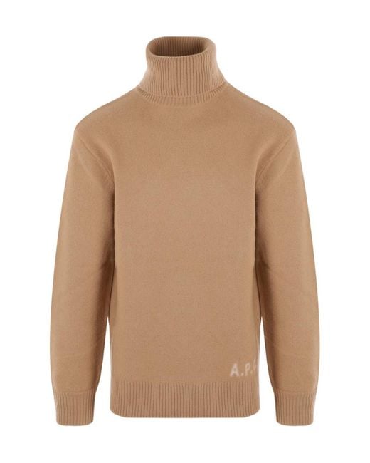 A.P.C. Brown Roll-Neck Knitted Jumper for men