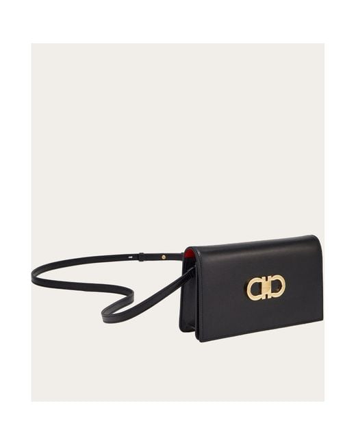 Ferragamo Black Ferragamo Double Gancini Mini Shoulder Bag