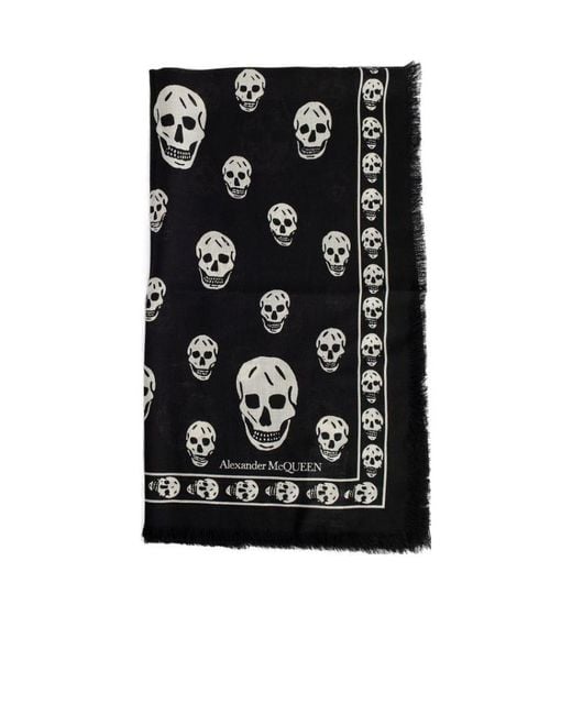 McQueen Red Skull Printed Scarf