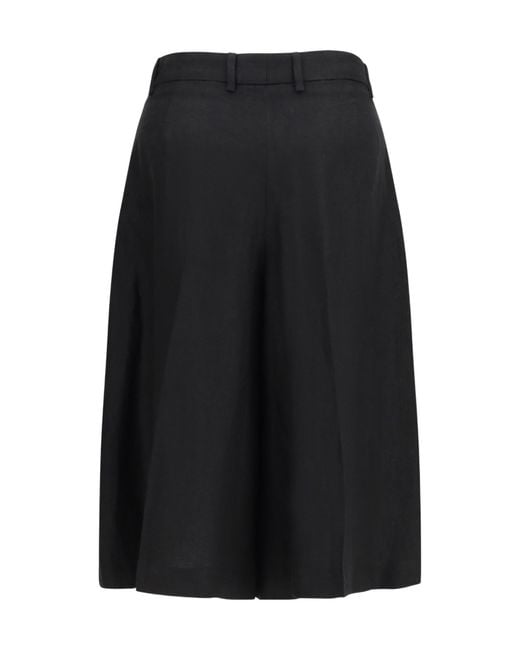 Lardini Black Pleated Straight-Leg Bermuda Shorts