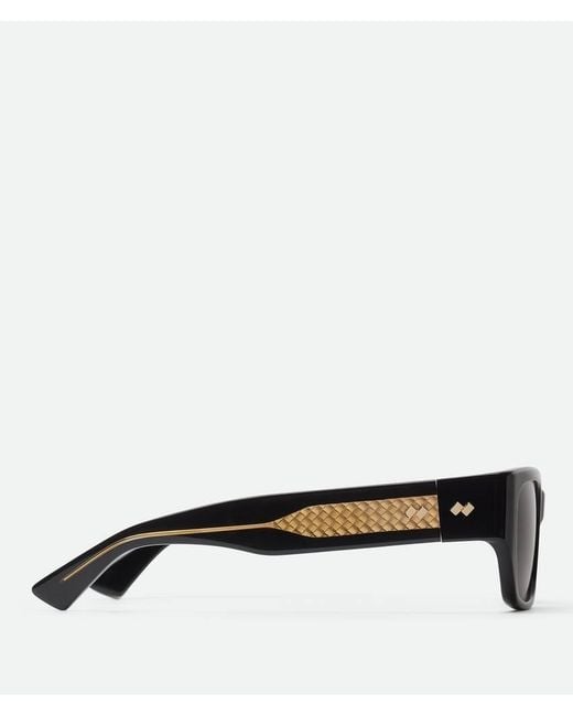 Bottega Veneta Black Eyewear Intrecciato Square Sunglasses
