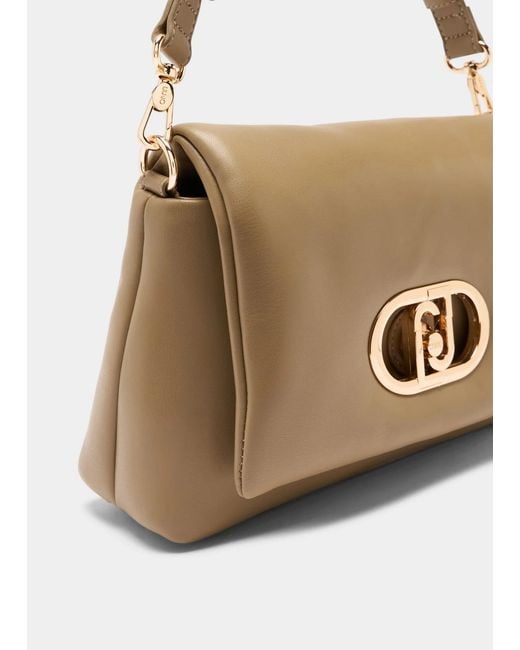 Liu Jo White Lapuffy Medium Braided Chain Logo Crossbody Bag