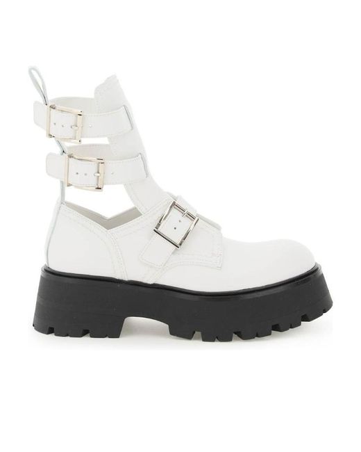 Alexander McQueen White Rave Buckle Boots