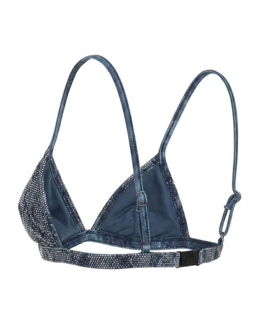 Liu Jo Blue Rhinestone-Embellished Denim Bra