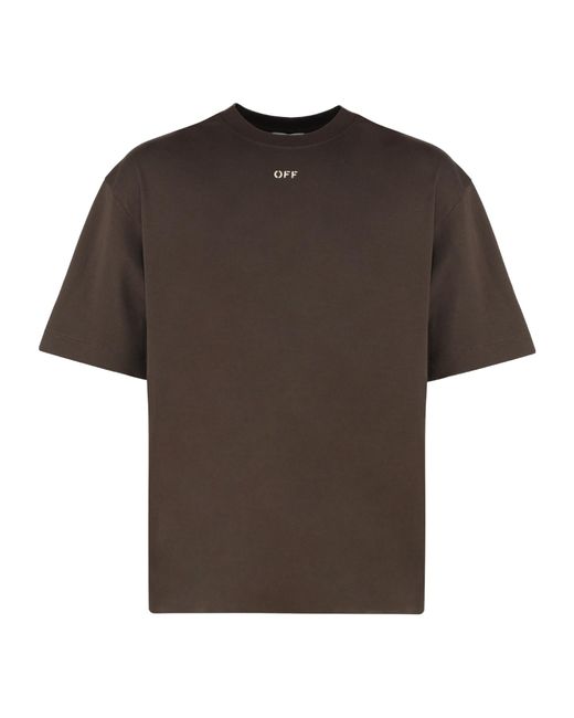 Off-White c/o Virgil Abloh Brown Cotton Crew-Neck T-Shirt for men