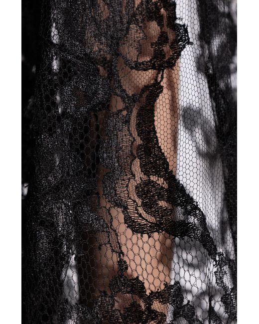 Dolce & Gabbana Black Chantilly Lace One-Shoulder Blouse