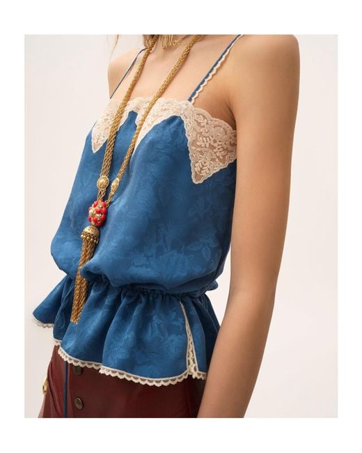 Chloé Blue Drawstring Camisole Top