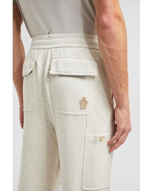 Moncler Gray Embossed Logo Cotton Track Pants for men
