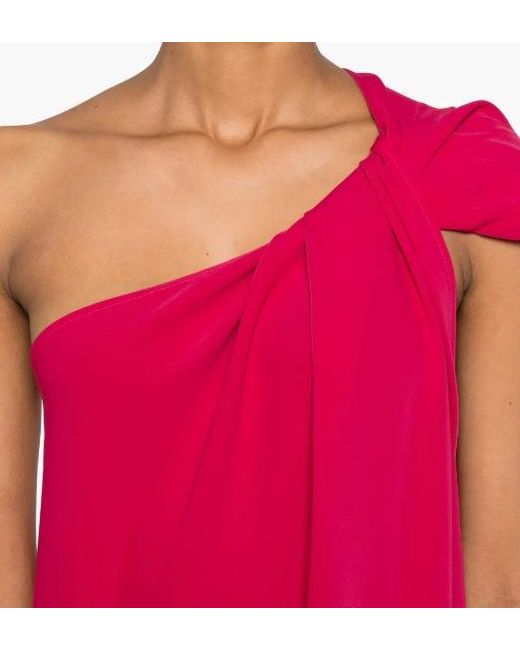 P.A.R.O.S.H. Red One-Shoulder Draped Dress