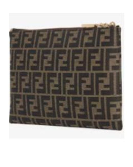 Fendi Brown Flat Baguette Medium Pouch
