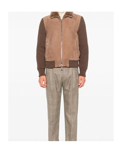 Moorer Brown Zip Jacket for men