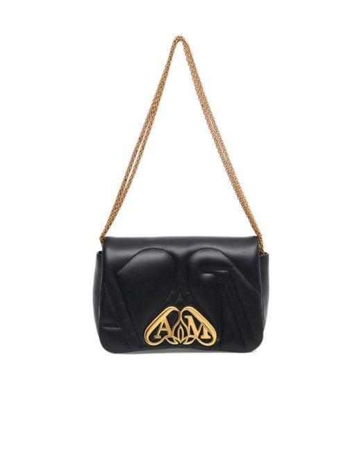 McQueen Black The Seal Mini Crossbody Bag