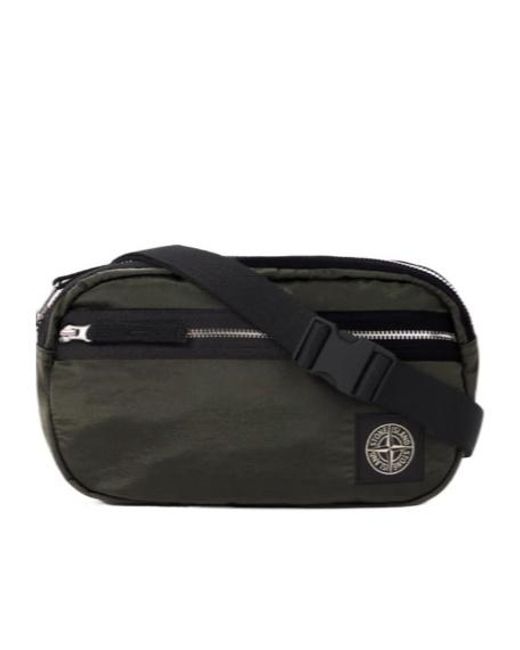 Stone Island Black Logo Patch Belt Bag for men
